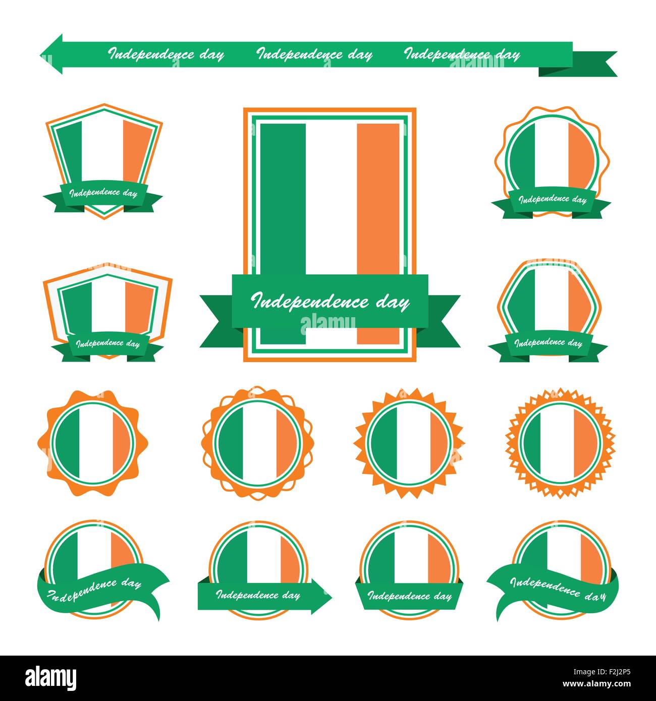 In Irlanda il giorno di indipendenza bandiere ed infografico design Illustrazione Vettoriale