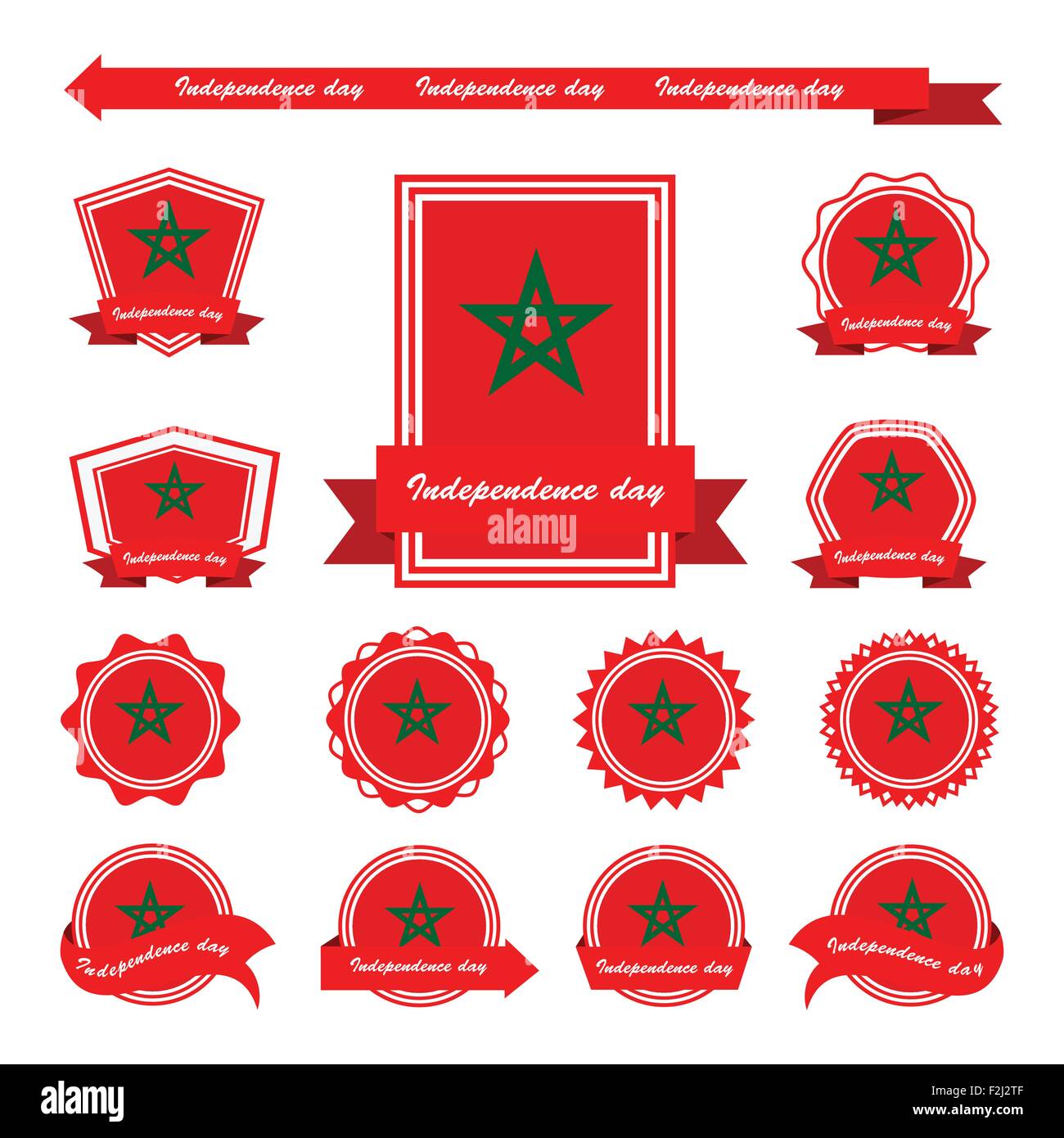 Marocco il giorno di indipendenza bandiere ed infografico design Illustrazione Vettoriale