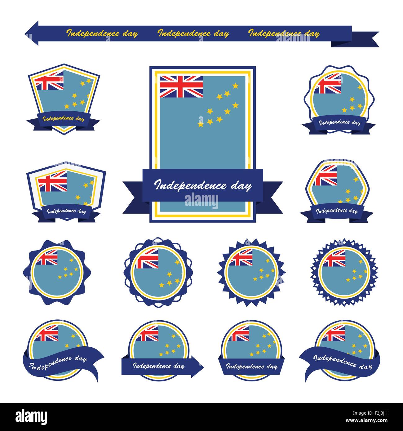 Tuvalu giorno di indipendenza bandiere ed infografico design Illustrazione Vettoriale