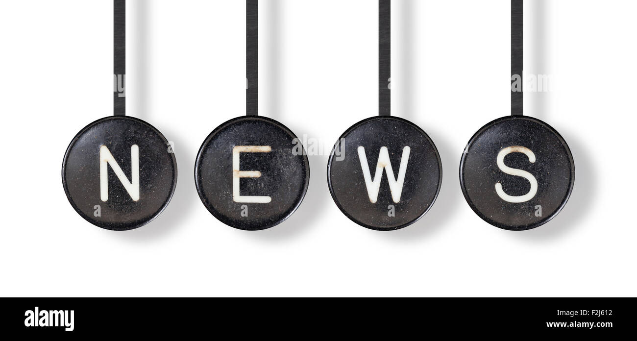 I pulsanti di una macchina da scrivere, isolati su sfondo bianco - News Foto Stock