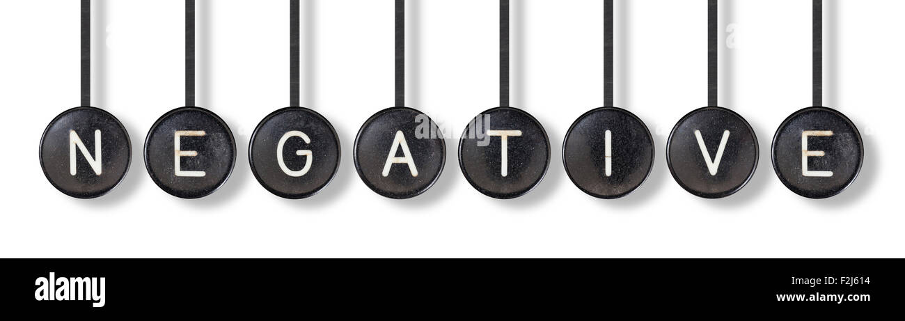 I pulsanti di una macchina da scrivere, isolato su sfondo bianco - negativo Foto Stock