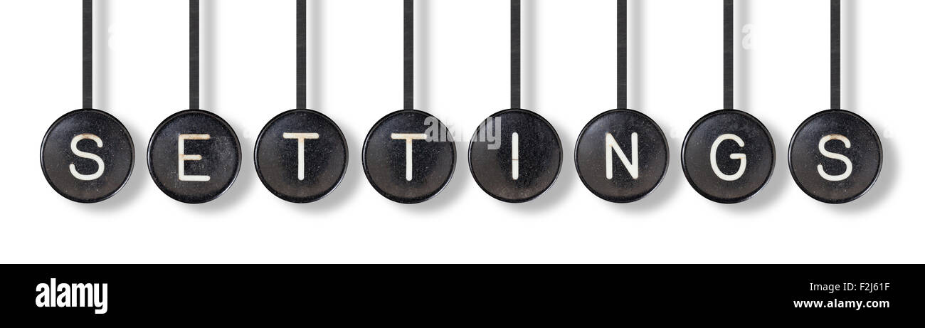 I pulsanti di una macchina da scrivere, isolato su sfondo bianco - Impostazioni Foto Stock