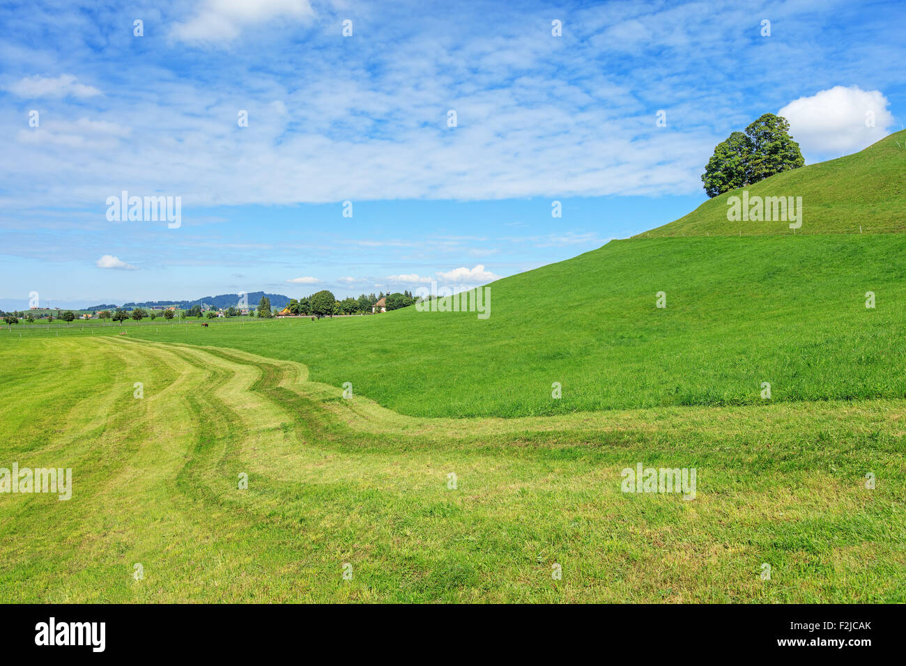 Vista in Einsiedeln in Svizzera, inizio autunno. Foto Stock