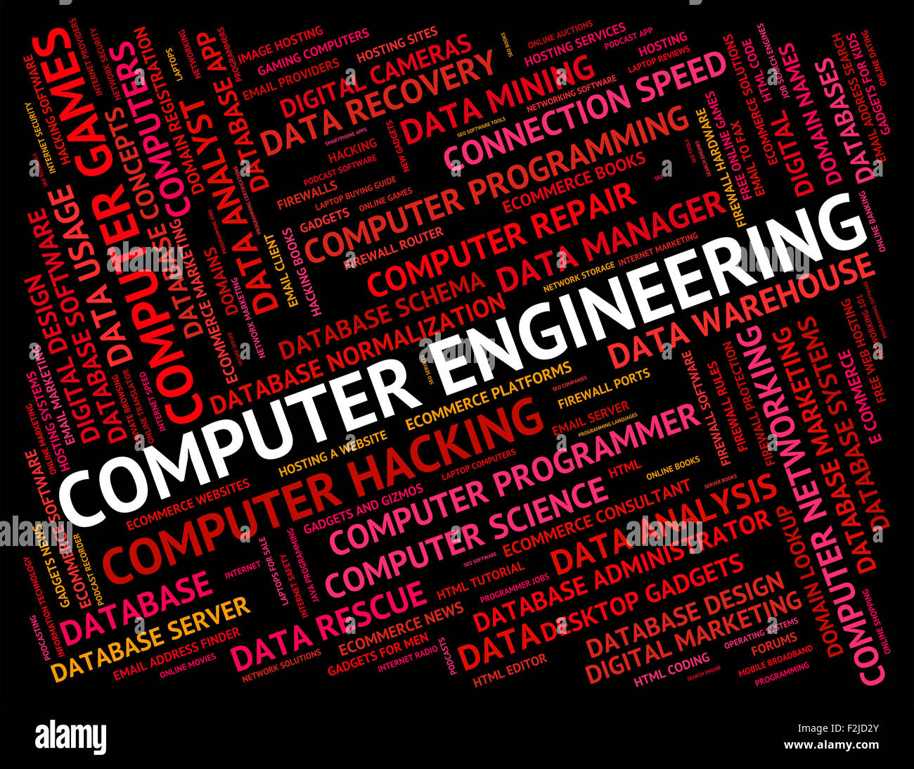 Computer Engineering mostra digitale al PC e testo Foto Stock