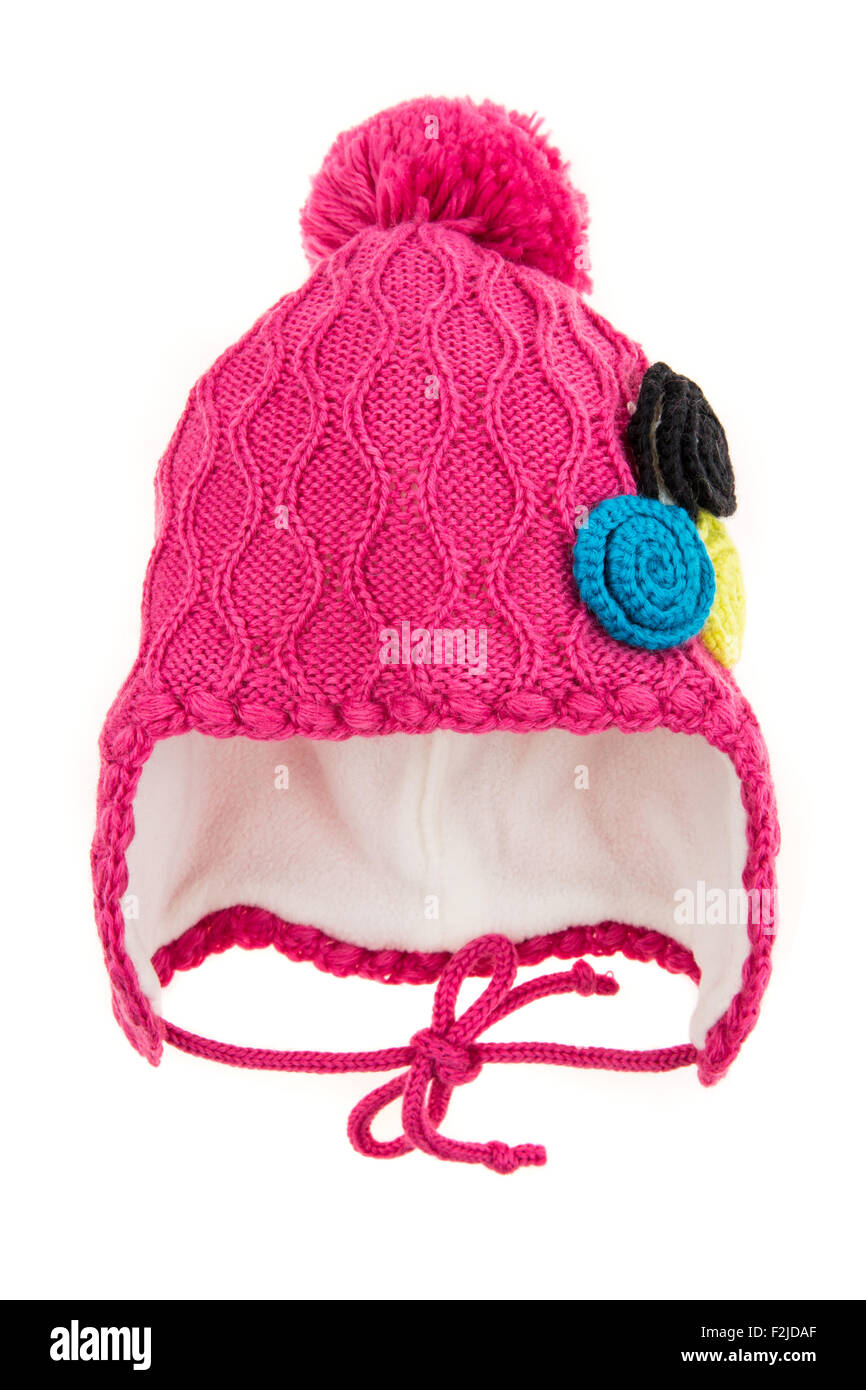 Bambini Cappello invernale isolato su uno sfondo bianco. Foto Stock