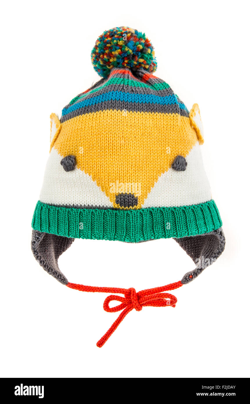 Bambini Cappello invernale isolato su uno sfondo bianco. Foto Stock