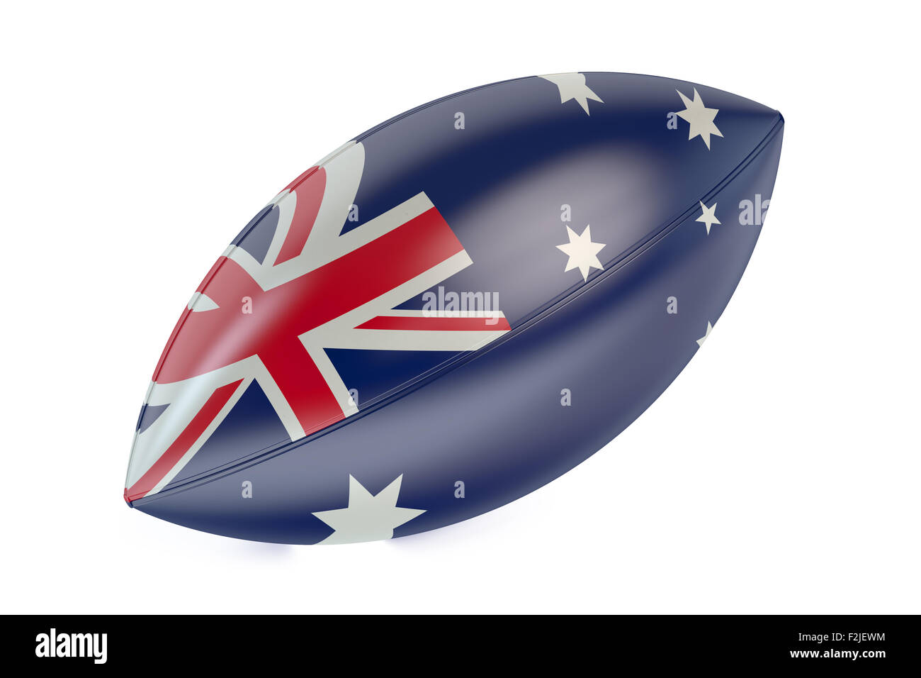 Pallone da rugby con bandiera di Australia isolato su sfondo bianco Foto Stock
