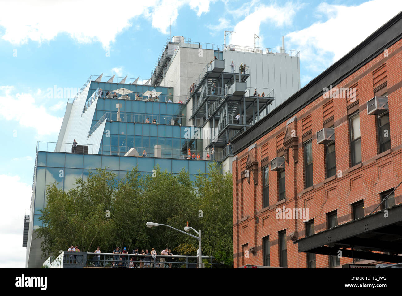 Il Whitney Museum of American Art su Gansevoort Street a Lower Manhattan, nello Stato di New York, U.S.A. Foto Stock