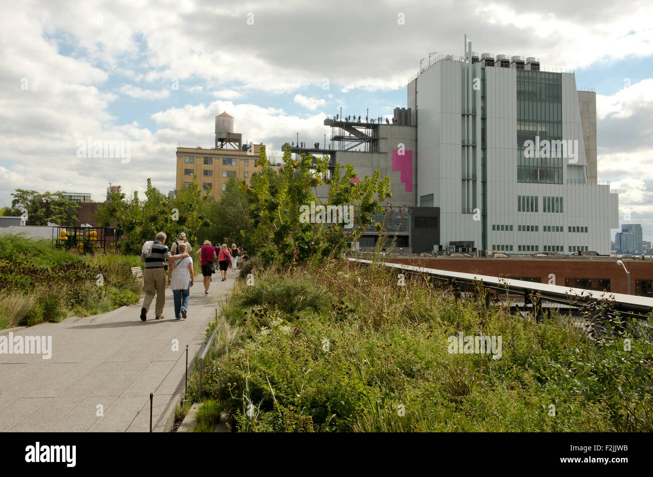 Il nuovo Whitney Museum of American Art su Gansevoort Street in Manhattan inferiore visto dall'Highline. Foto Stock