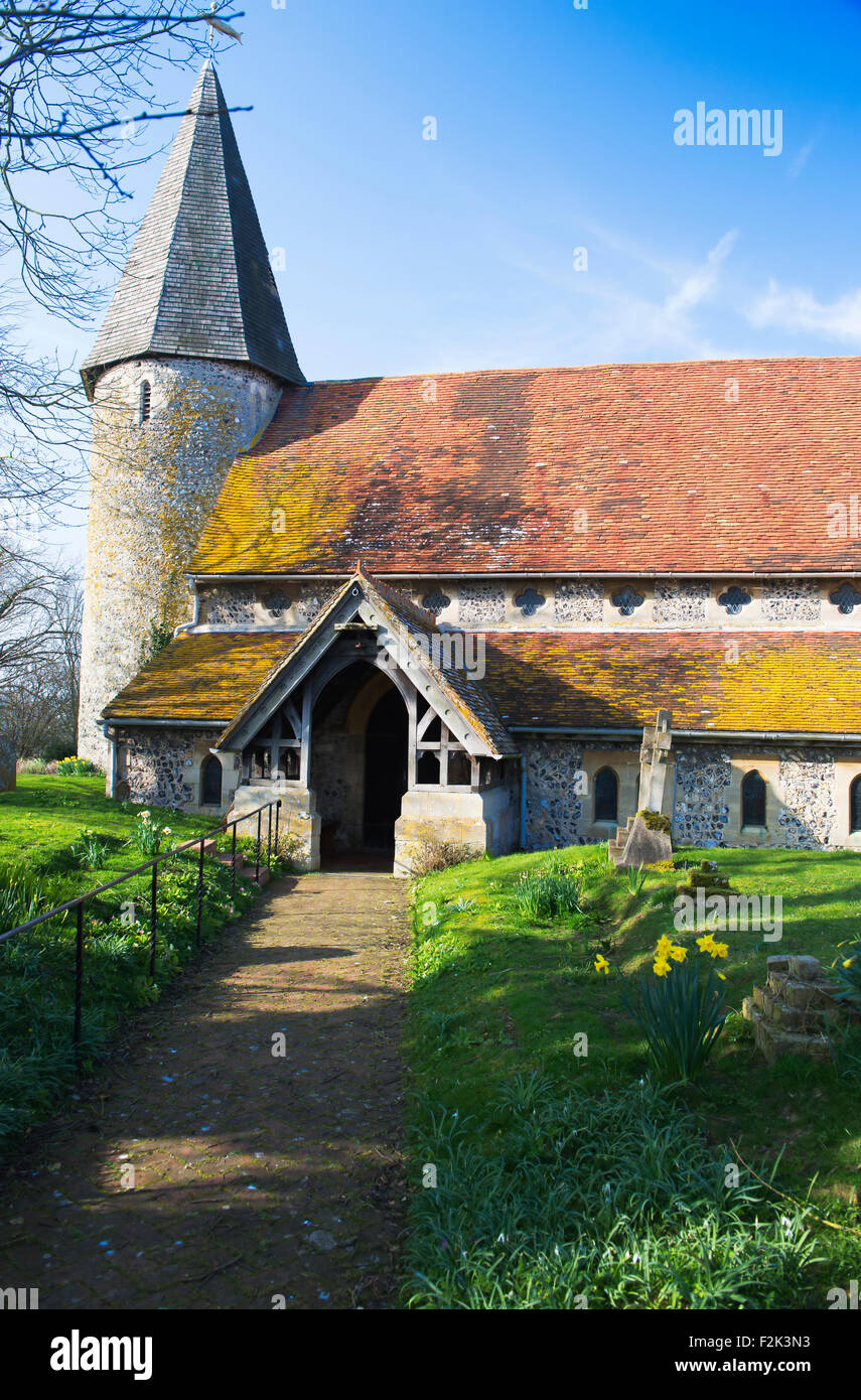 La chiesa di San Giovanni Evangelista in East Sussex villaggio di Piddinghoe Foto Stock