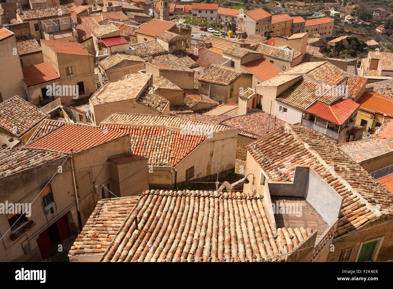 Vista del Assoro tetti, Sicilia. Italia Foto Stock