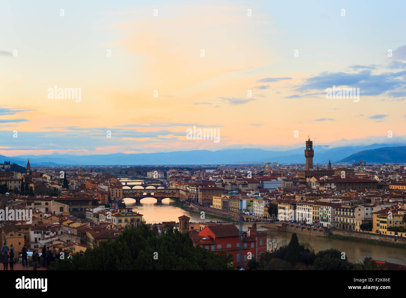 Vista di Firenze, città famosa in Toscana, Italia Foto Stock