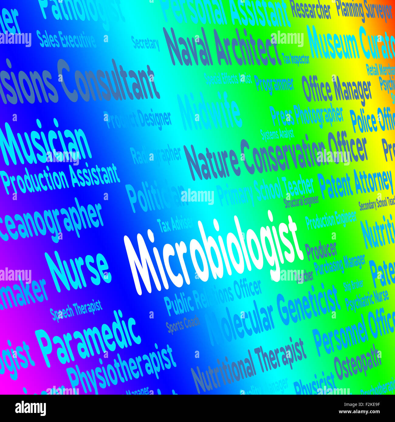 Microbiologo Job in rappresentanza di batteriologia gli scienziati e la posizione Foto Stock