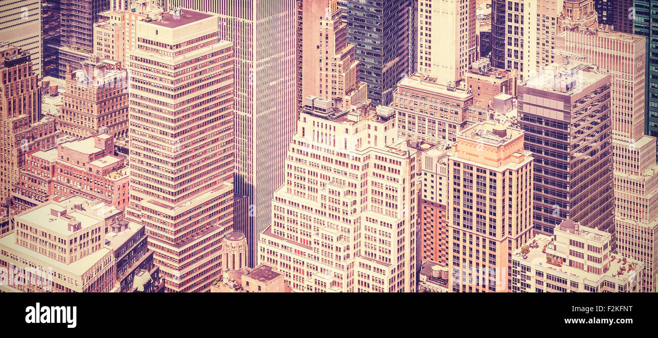 Retro Vintage tonica immagine panoramica di Manhattan, New York, Stati Uniti d'America. Foto Stock