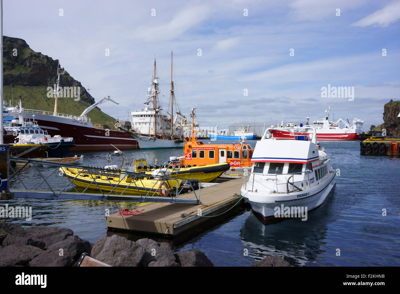Porto di Heimaey, isole Westman, Islanda Foto Stock