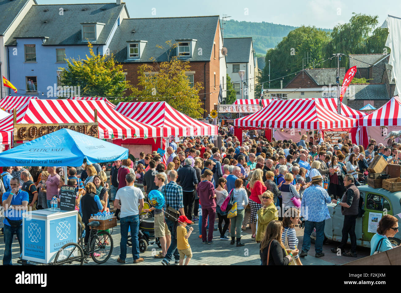 I visitatori a Abergavenny Food Festival 2015, nel mese di settembre Foto Stock