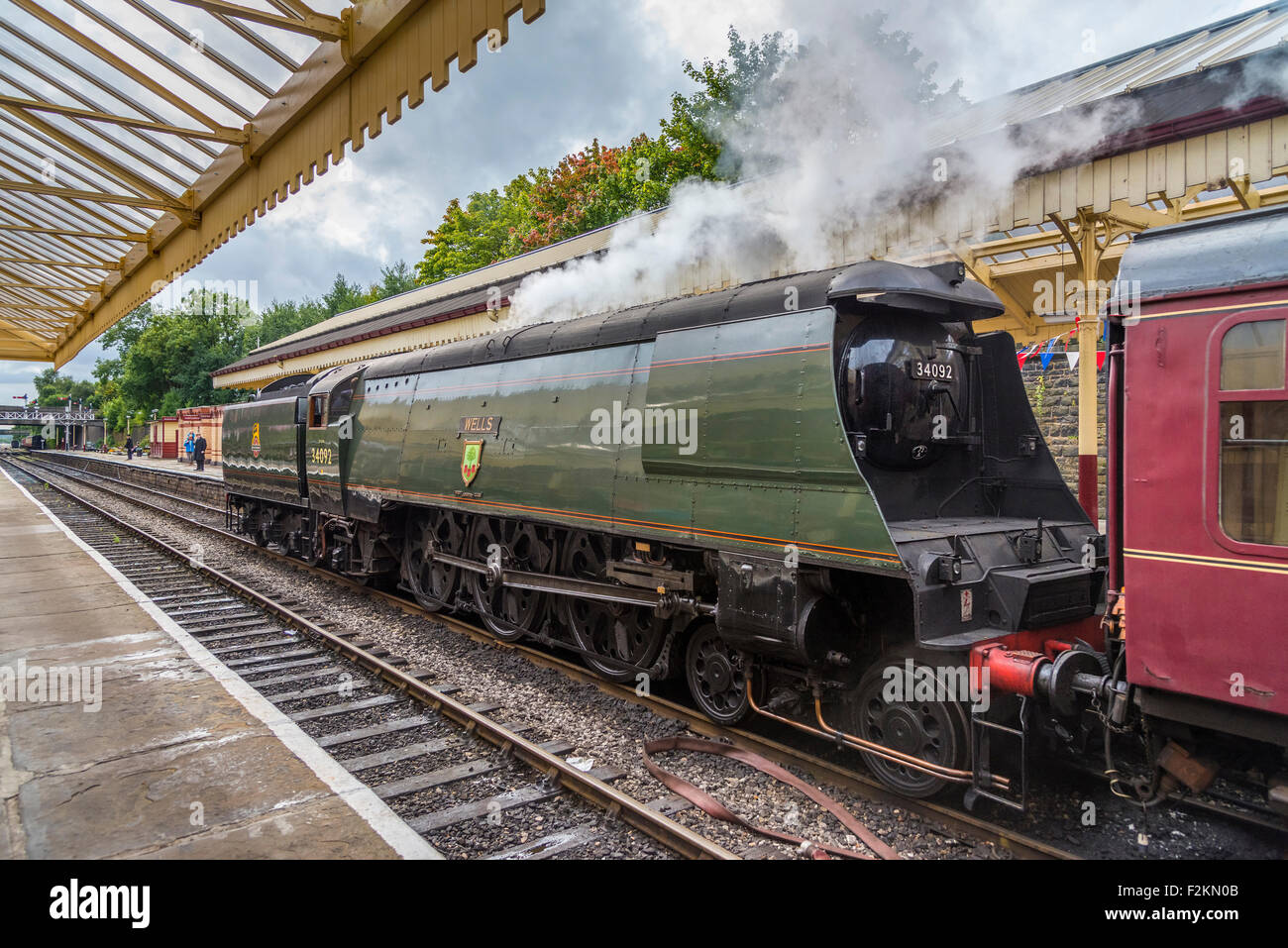 British Railways intimorito West Country Pacific 4-6-2 N. 34092 Città di pozzetti. Foto Stock