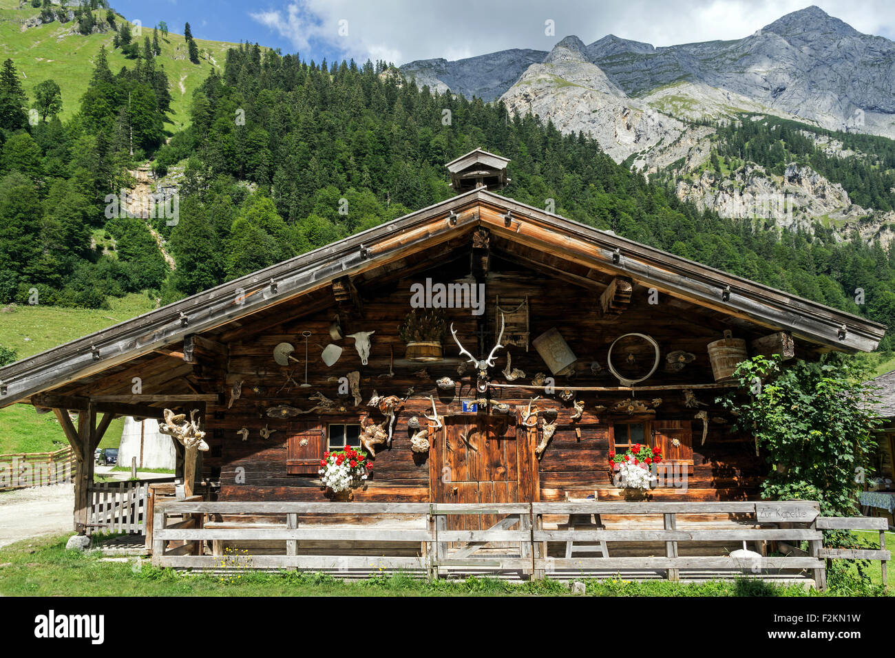 Agriturismo, Eng, Eng-Alm, Karwendel, Tirolo, Austria Foto Stock