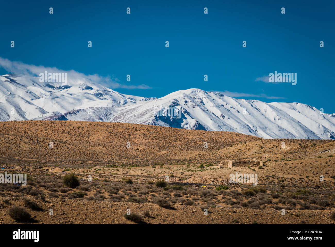 Montagne innevate dell'Atlas, Marocco Foto Stock