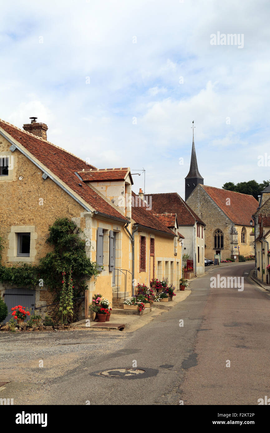 Rue principale, La Chapelle-Montligeon, Orne, in Normandia, Francia Foto Stock