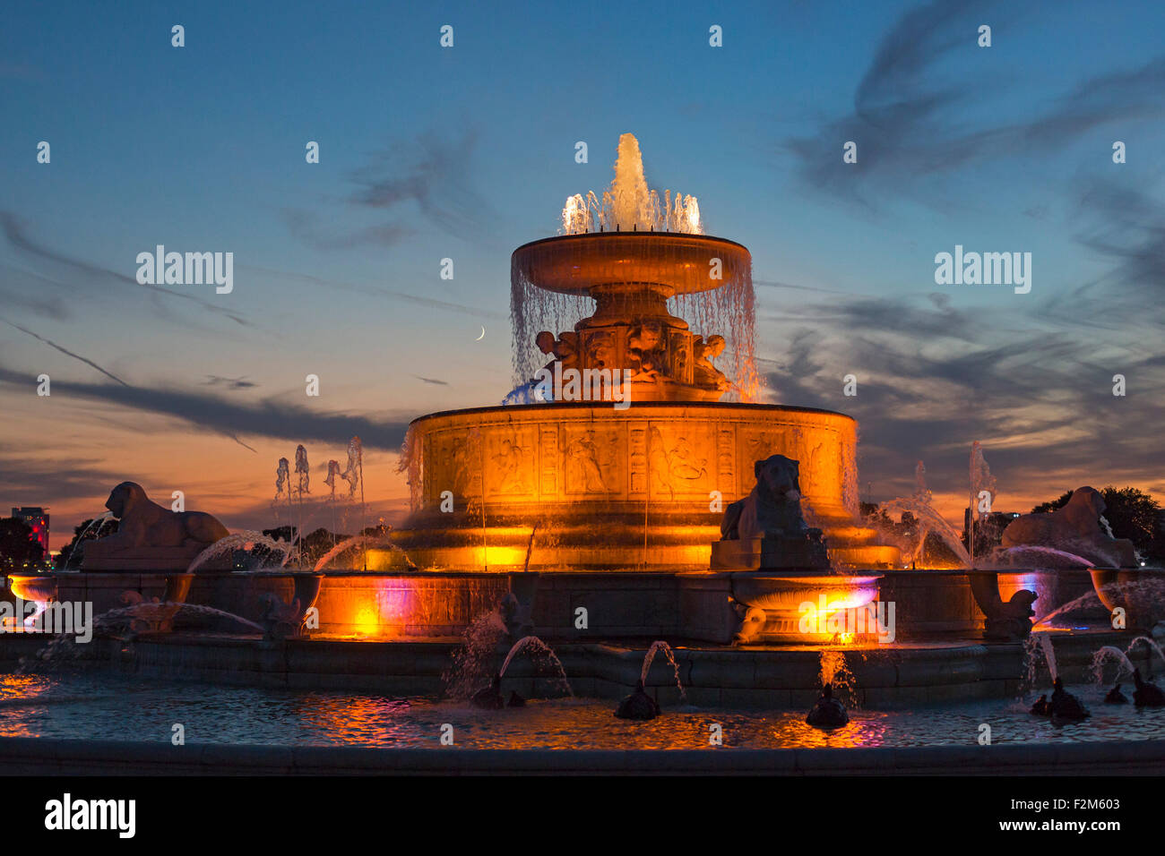 Detroit, Michigan - James Scott fontana commemorativa su Belle Isle. Foto Stock