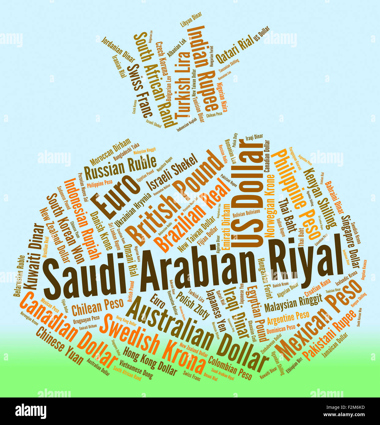 Saudi Arabian Riyal indicando Forex Trading e parole Foto Stock