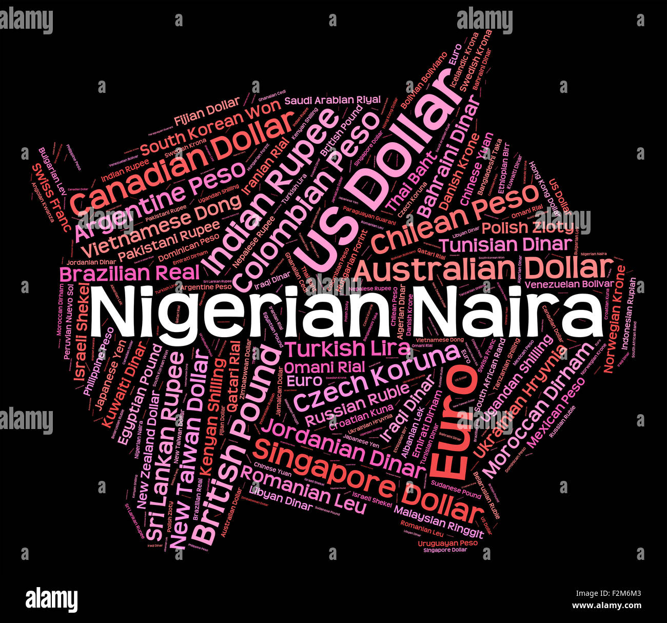 Naira della Nigeria che rappresentano il tasso di cambio e la moneta Foto Stock