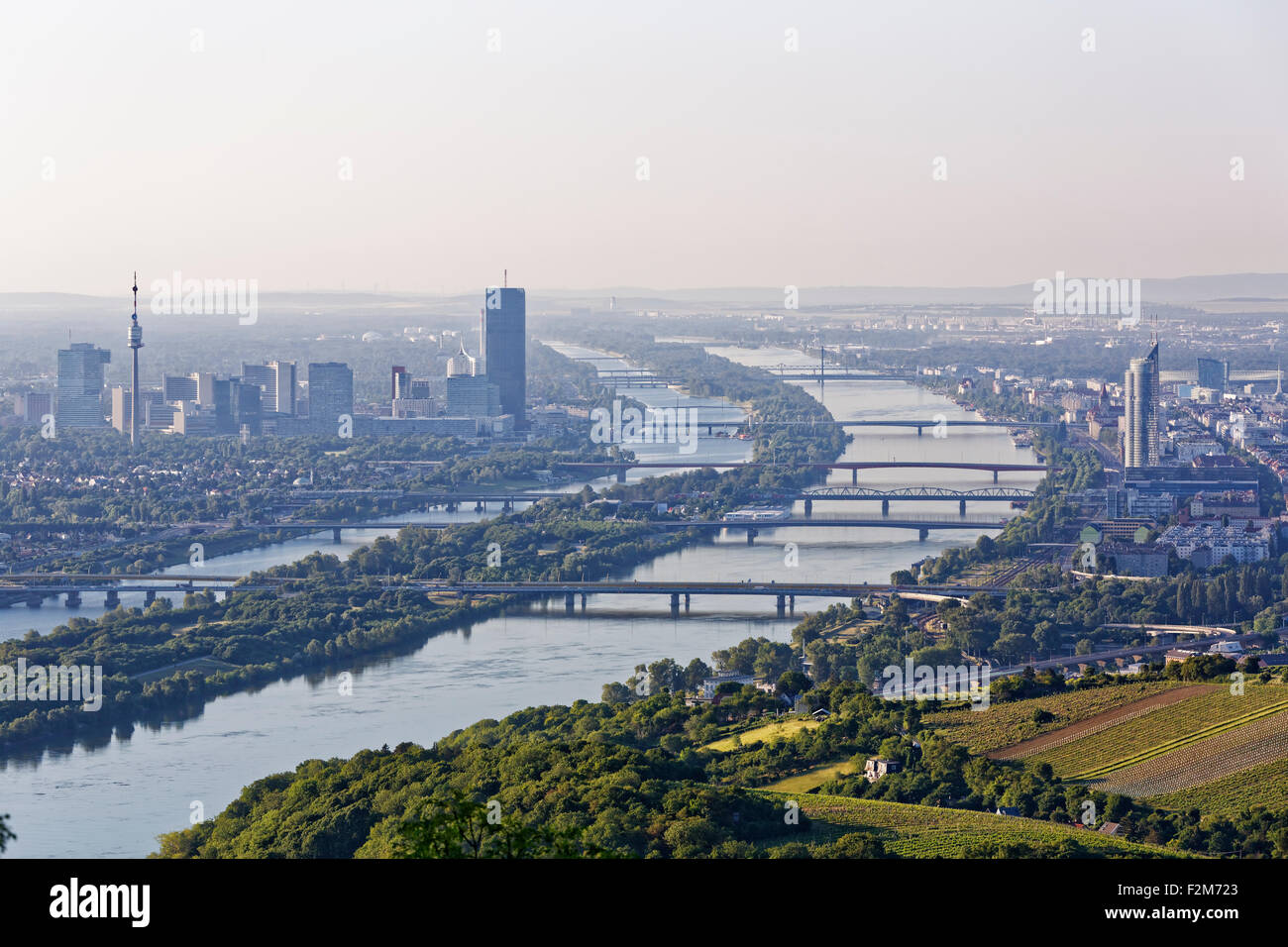 Austria, vista di Vienna e Danubio Foto Stock