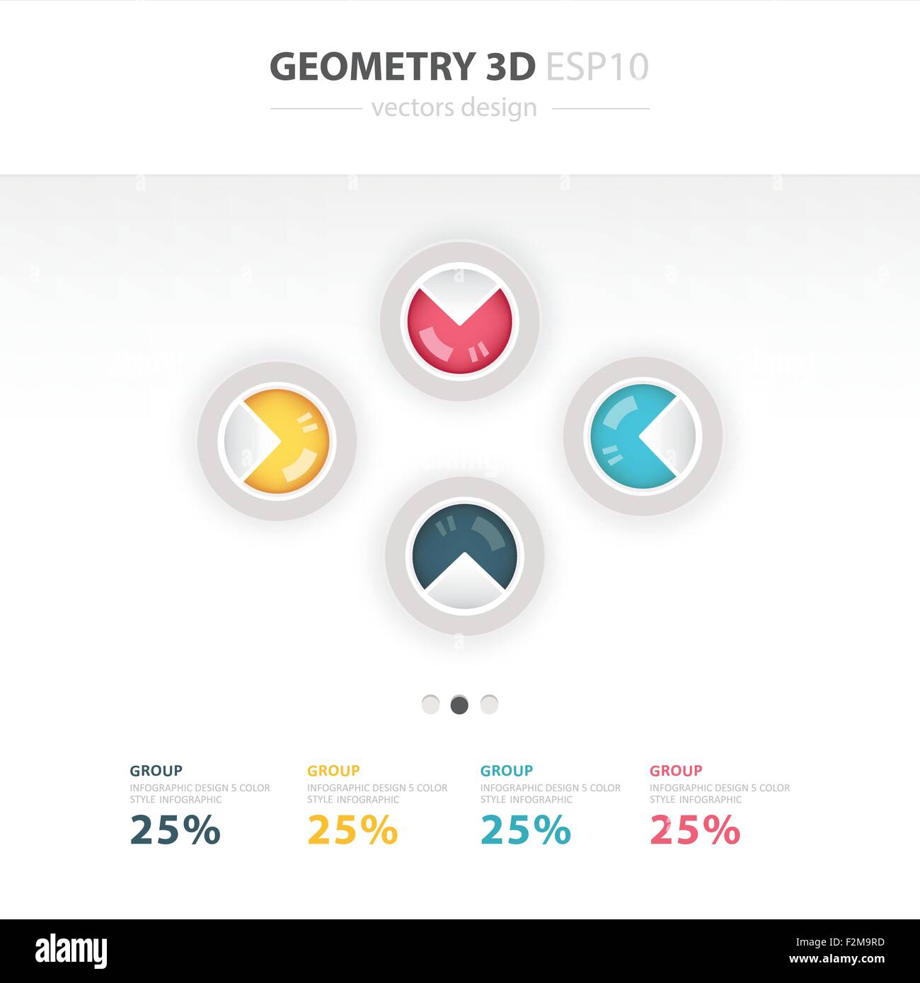 Set di grafici di carta per una presentazione dei dati numerici. Vettore elemento infographics. 4 stili colore Illustrazione Vettoriale
