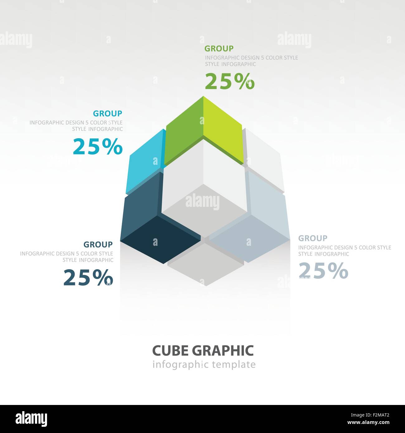Cubo modello infografico vista dal basso Illustrazione Vettoriale