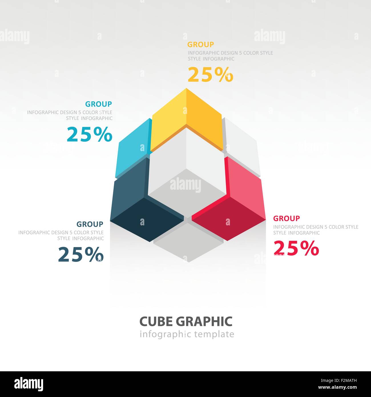 Cubo modello infografico vista dal basso Illustrazione Vettoriale