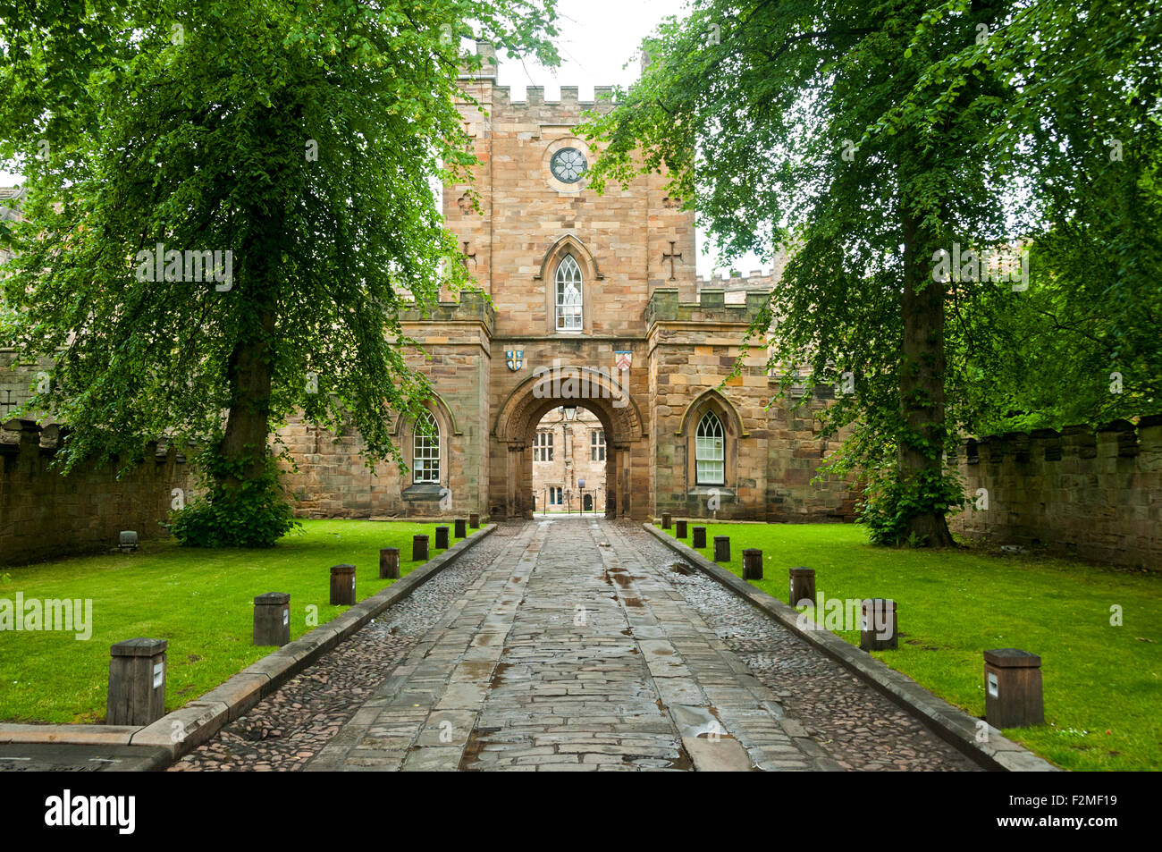 Il Gatehouse of University College Durham Castle, Durham, England, Regno Unito Foto Stock