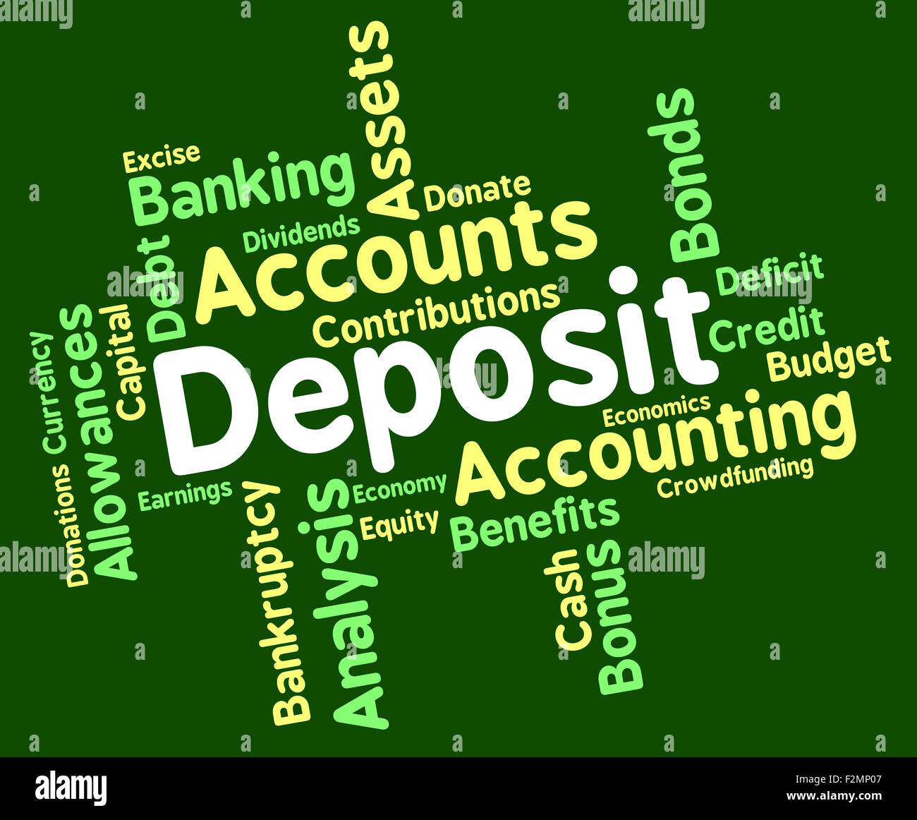 Parola di deposito che mostra parte del pagamento e depositato Foto Stock