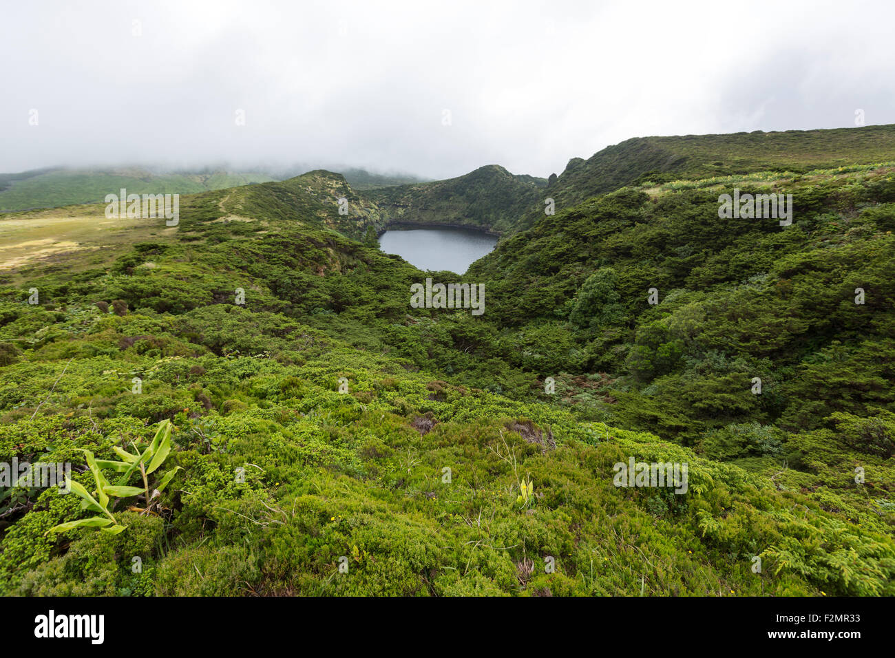 Lagoa Funda das Lajes, sull isola di Flores, Azzorre Foto Stock