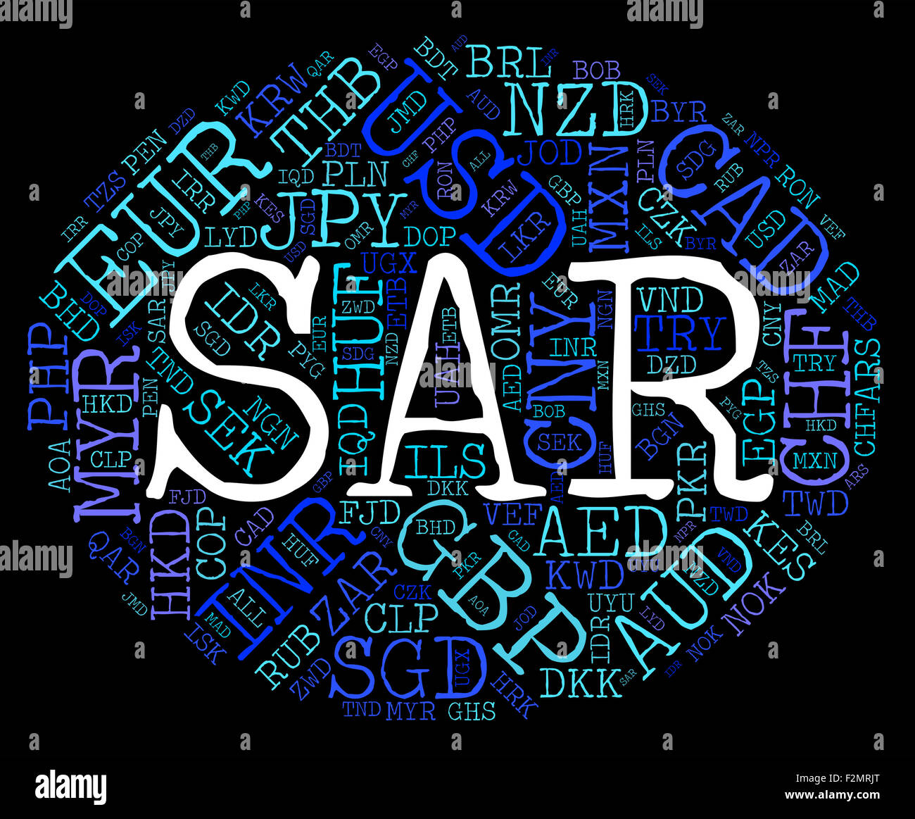 Valuta sar indicando Saudi Arabian Riyal e Saudi Arabian Riyal Foto Stock