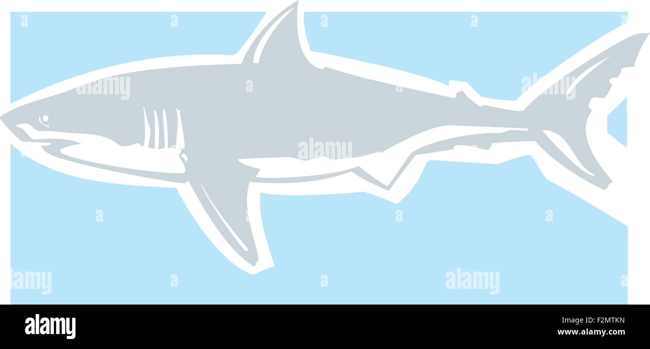 Pulire immagine grafica di un grande squalo bianco Illustrazione Vettoriale