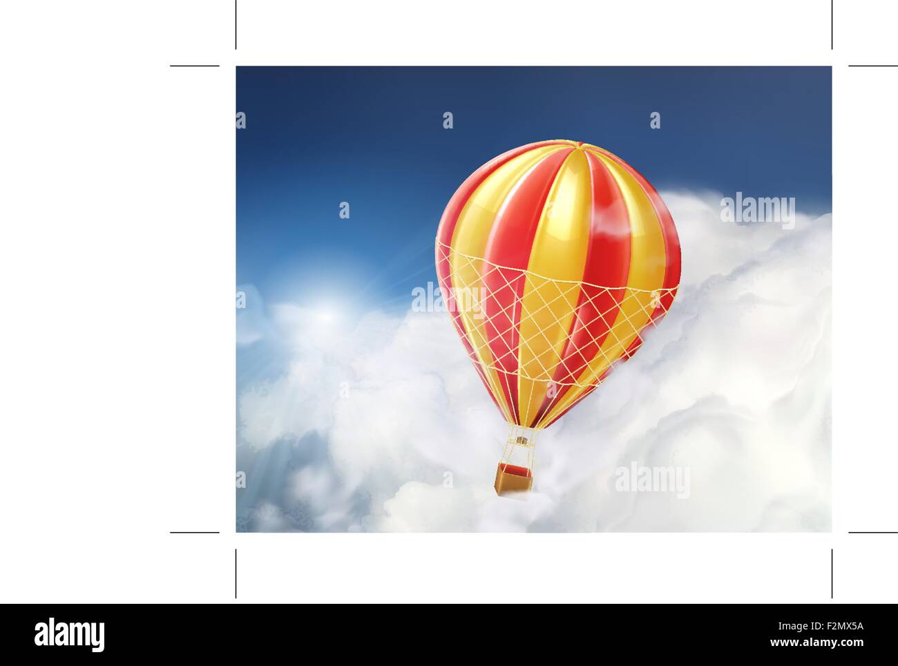 Pallone aerostatico nelle nuvole, illustrazione vettoriale Illustrazione Vettoriale