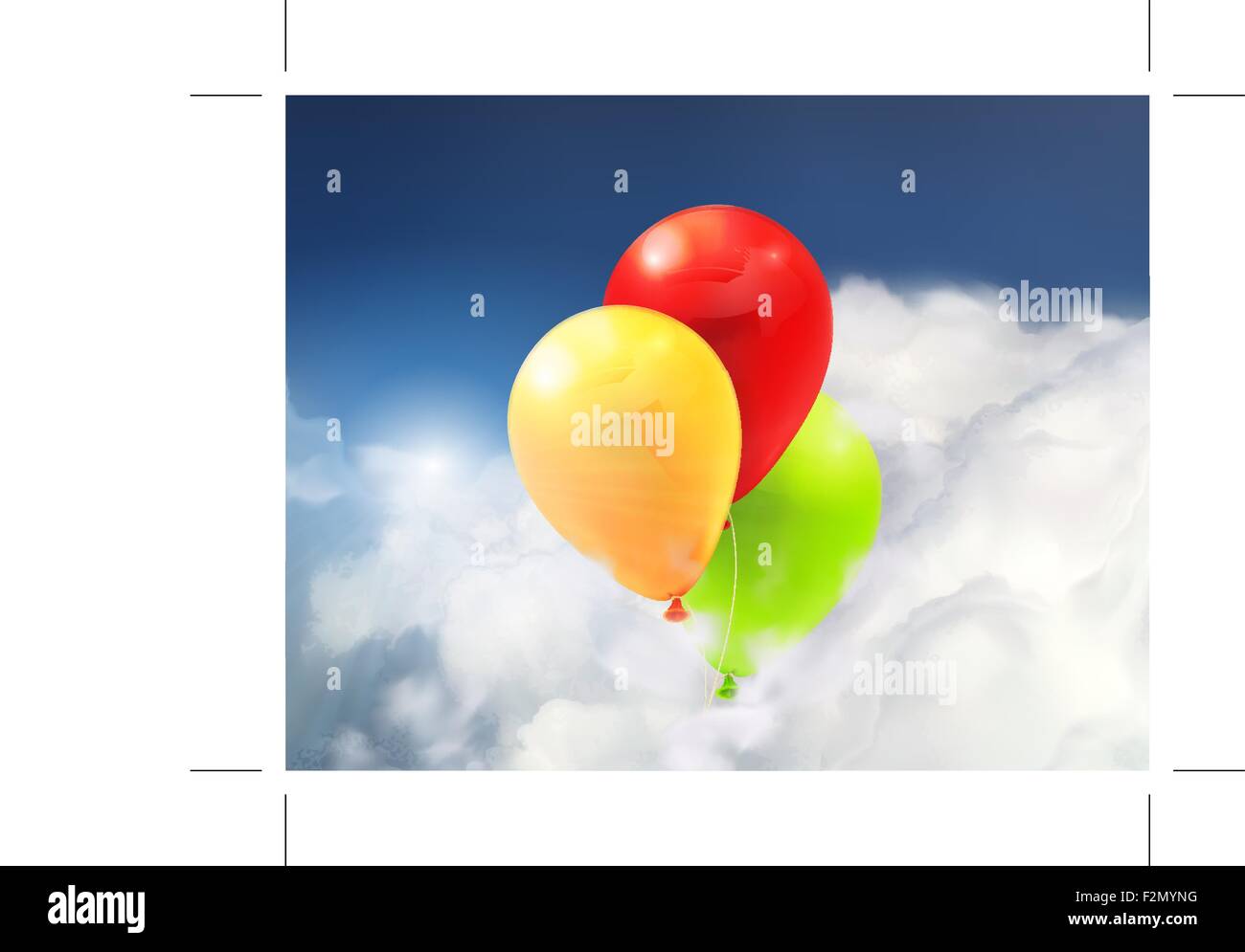 Palloncini nelle nuvole, illustrazione vettoriale Illustrazione Vettoriale