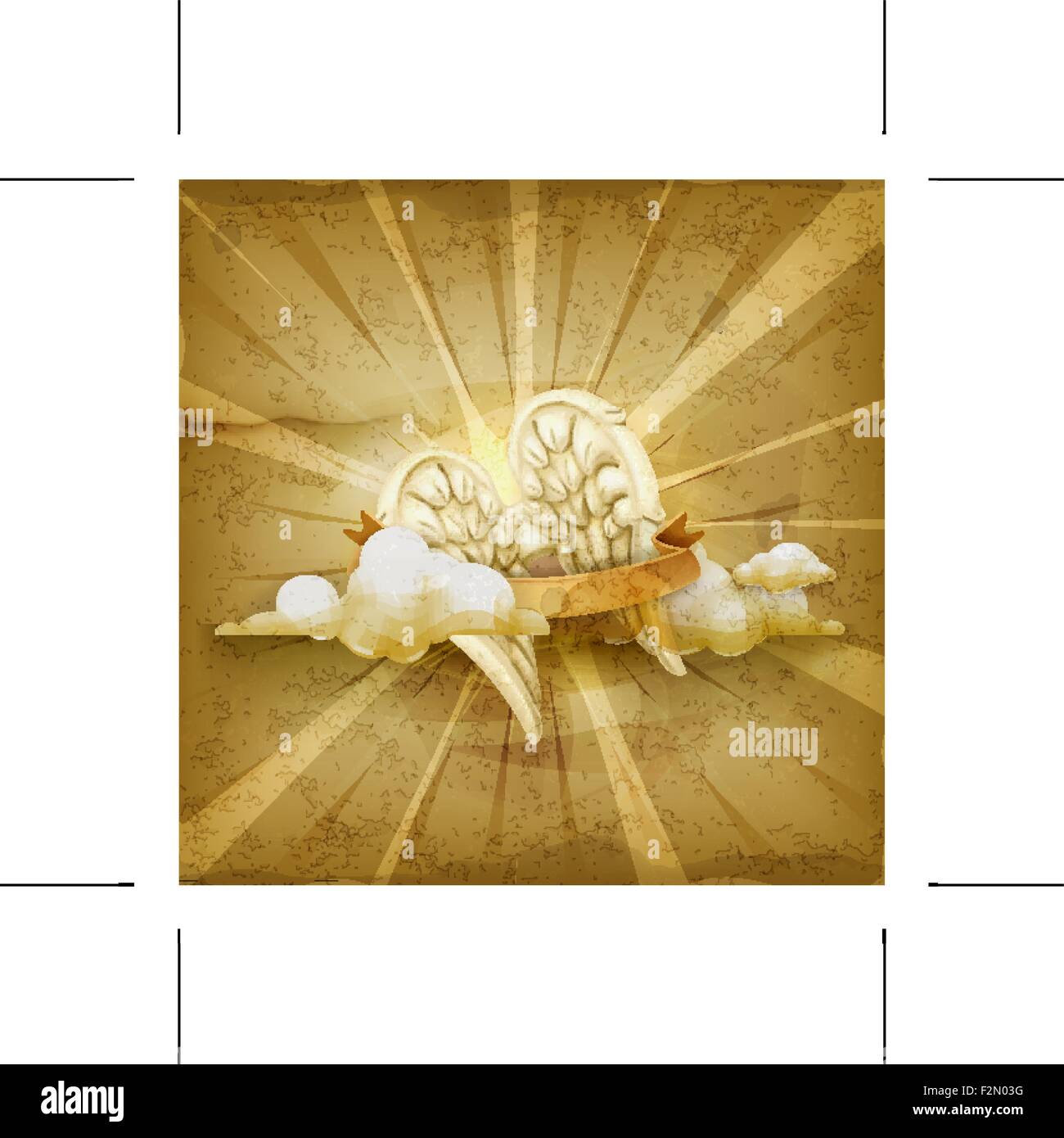 Angel Wings, vecchio stile sfondo vettoriale Illustrazione Vettoriale