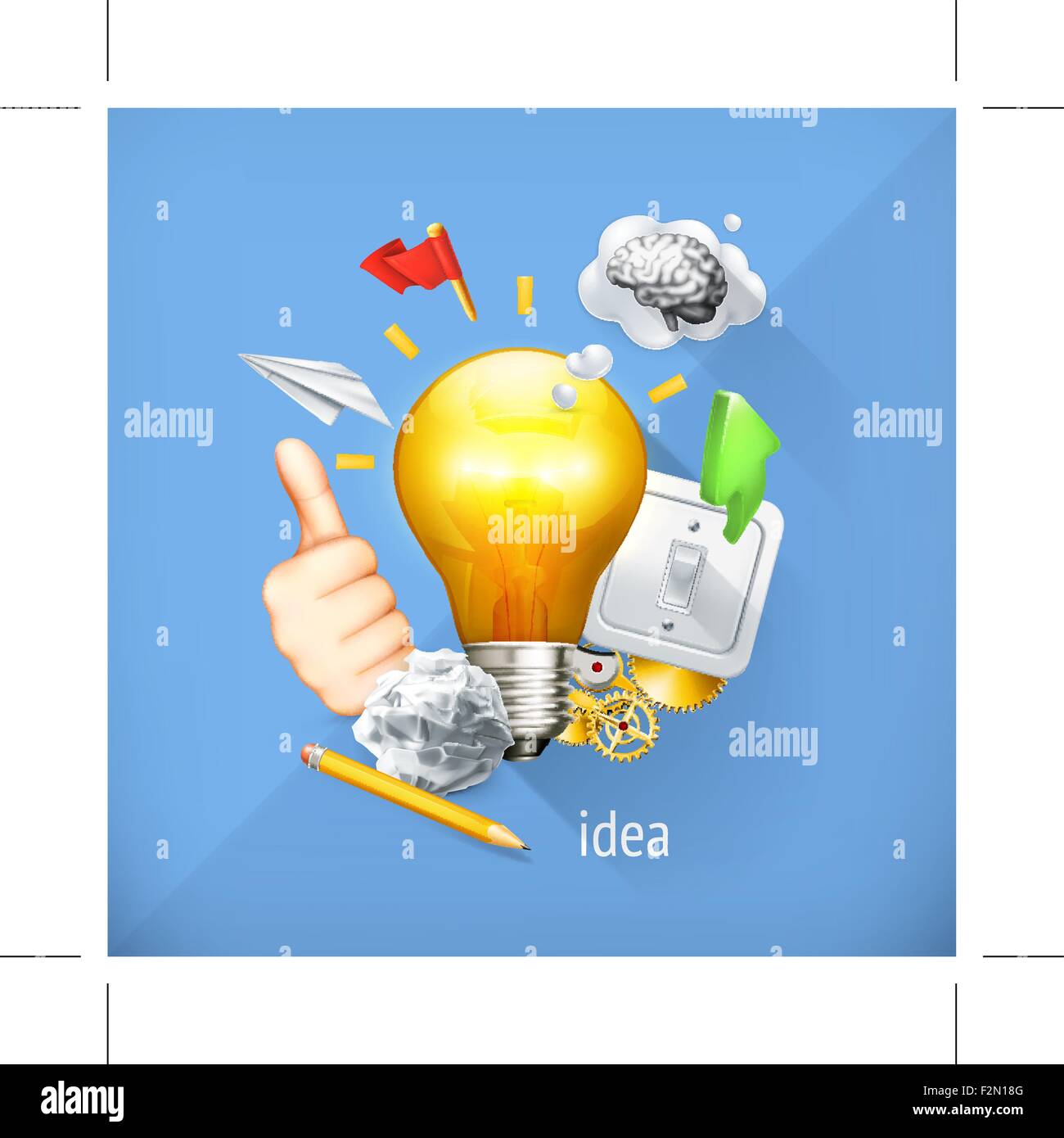 Idea concetto, business brainstorming, illustrazione vettoriale. Il set è anche adatto per applicazioni mobili Illustrazione Vettoriale