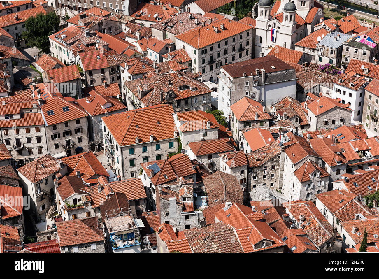 Vista aerea della città vecchia di Kotor, un sito del patrimonio mondiale, Montenegro Foto Stock