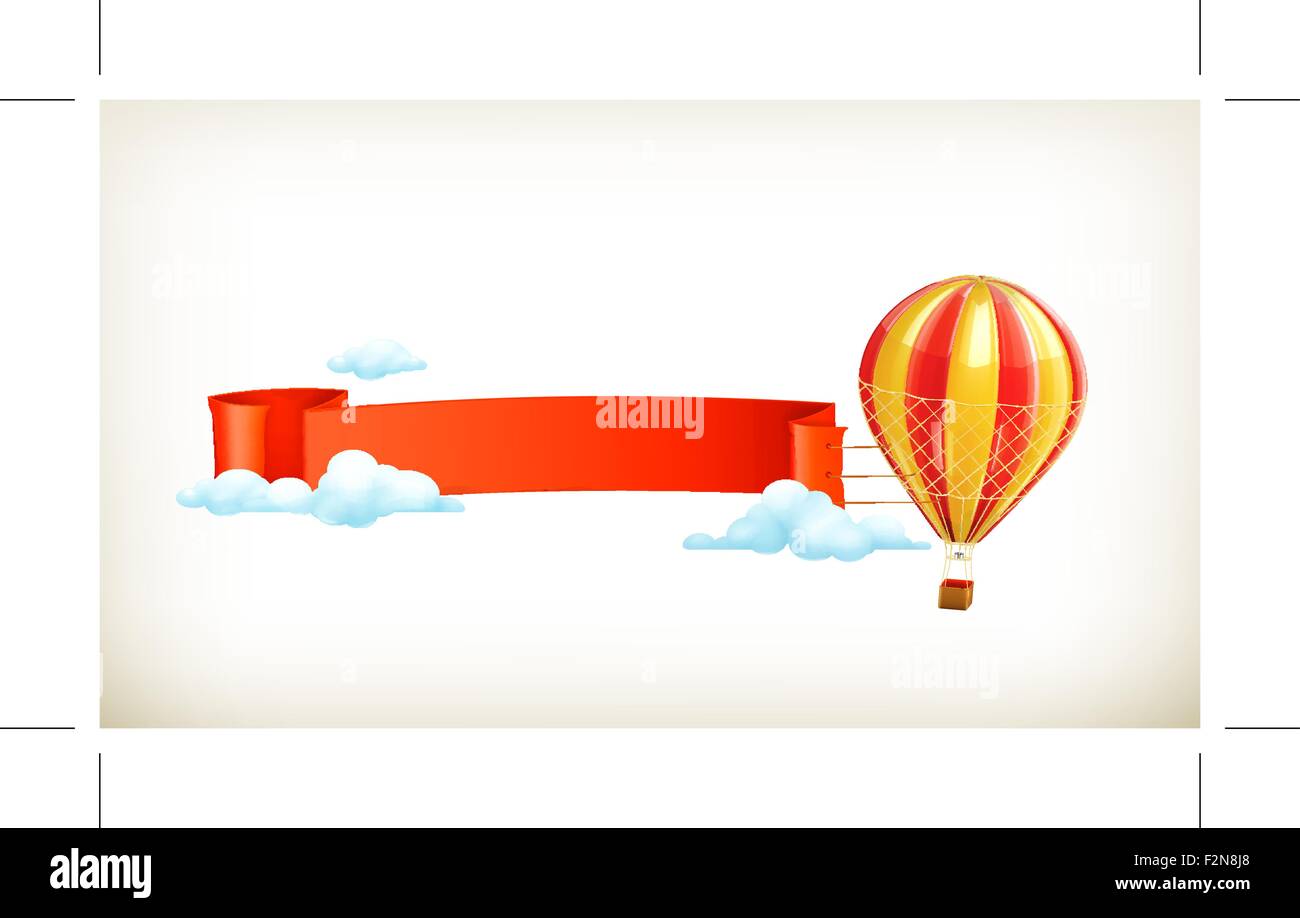Pallone aerostatico, vettore banner Illustrazione Vettoriale