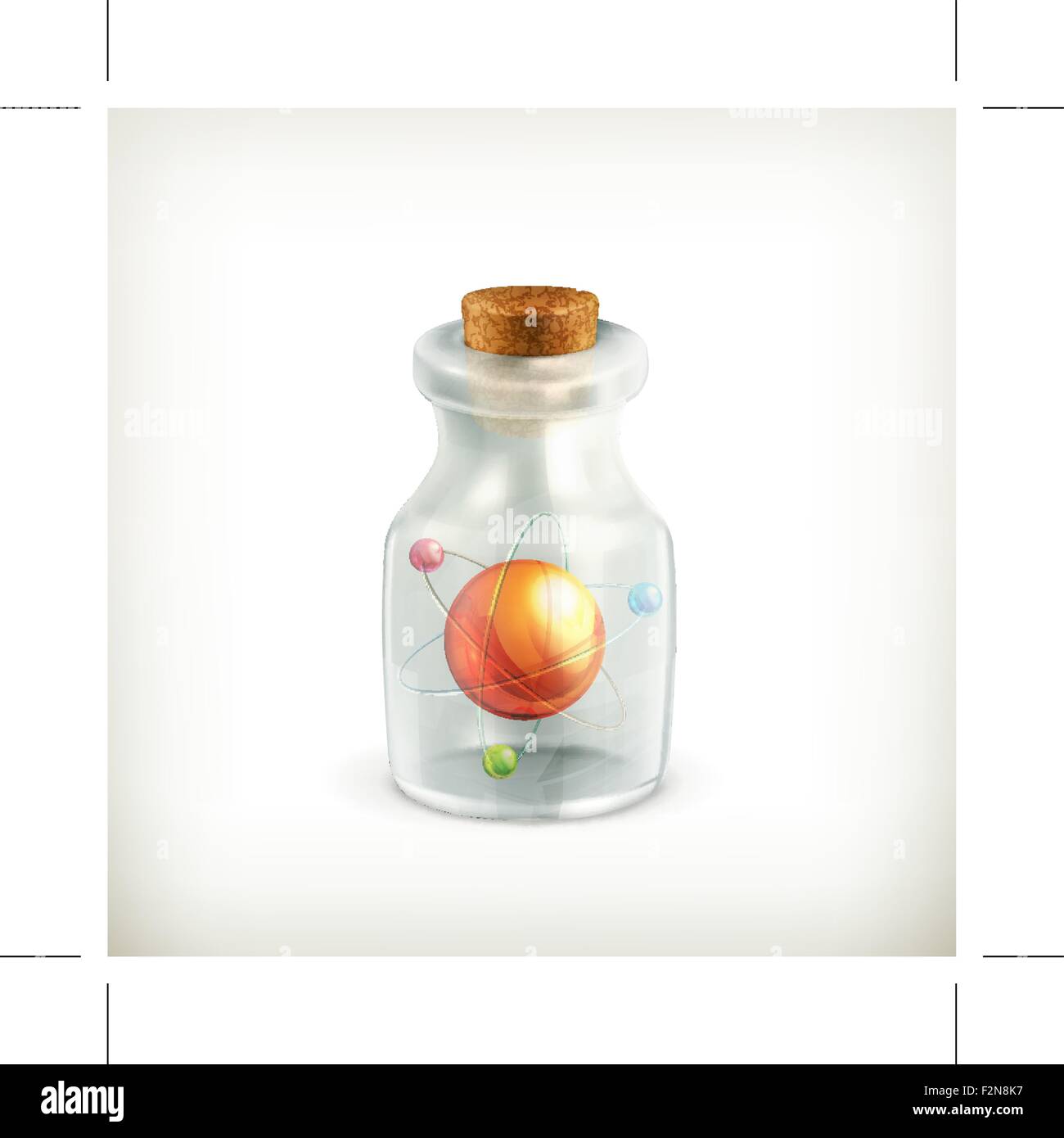 Atomo in una bottiglia, icona del vettore Illustrazione Vettoriale