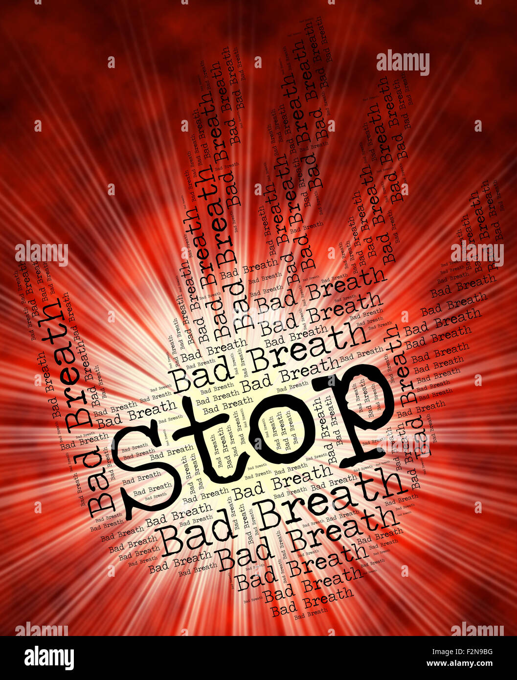 Smettere di alito cattivo che rappresentano il segnale di avvertimento e la periodontite Foto Stock