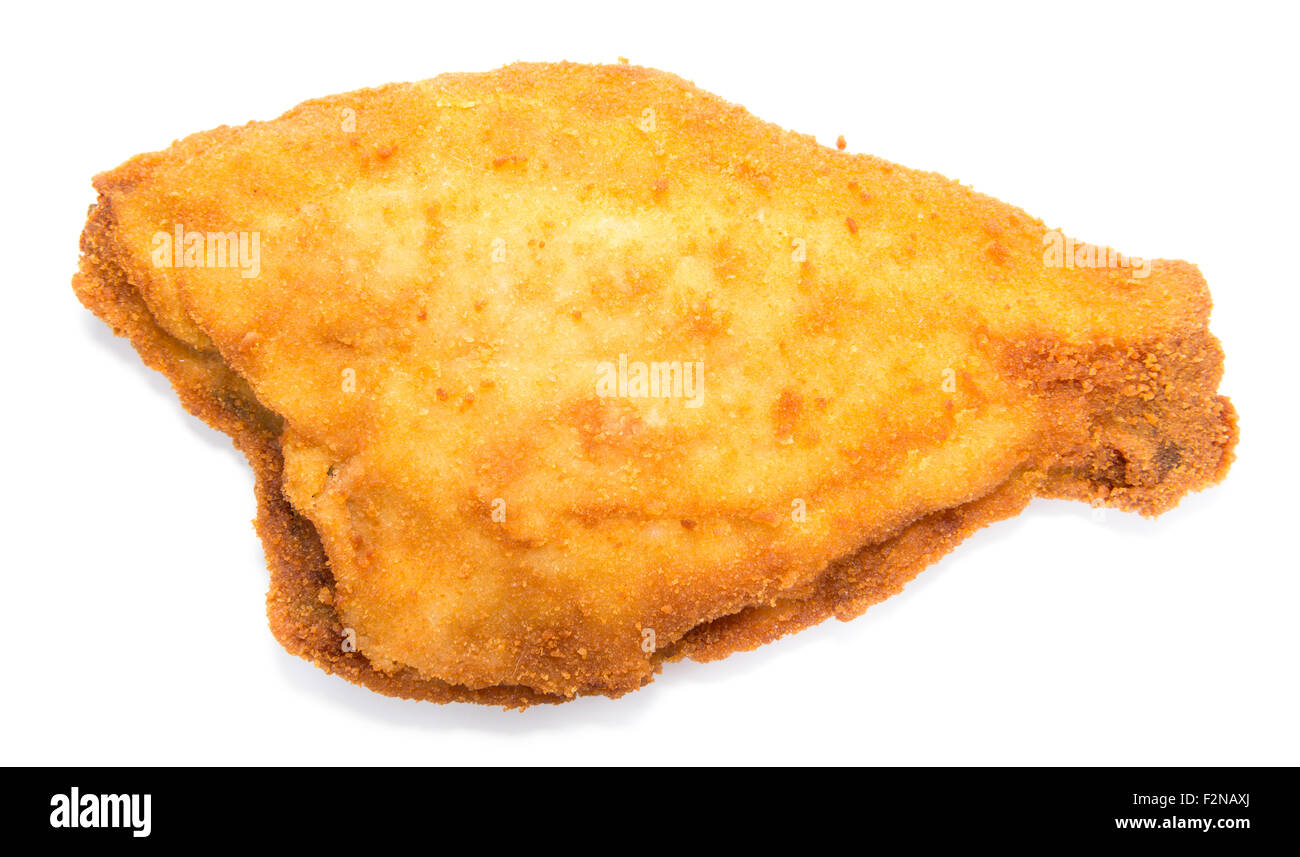 La Passera di mare fritti isolato puro su sfondo bianco Foto Stock
