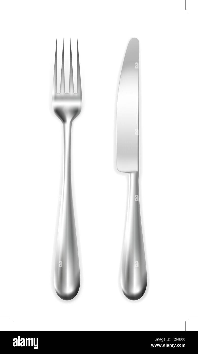Coltello da tavola e la forcella, vettore Illustrazione Vettoriale