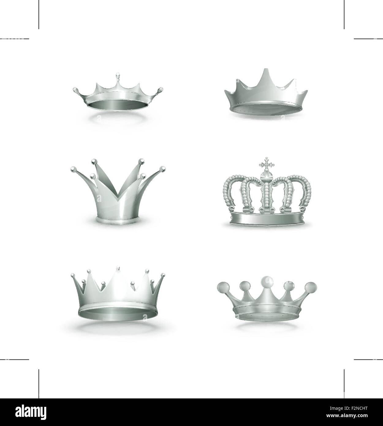 Corone d'argento, set di vettore Illustrazione Vettoriale