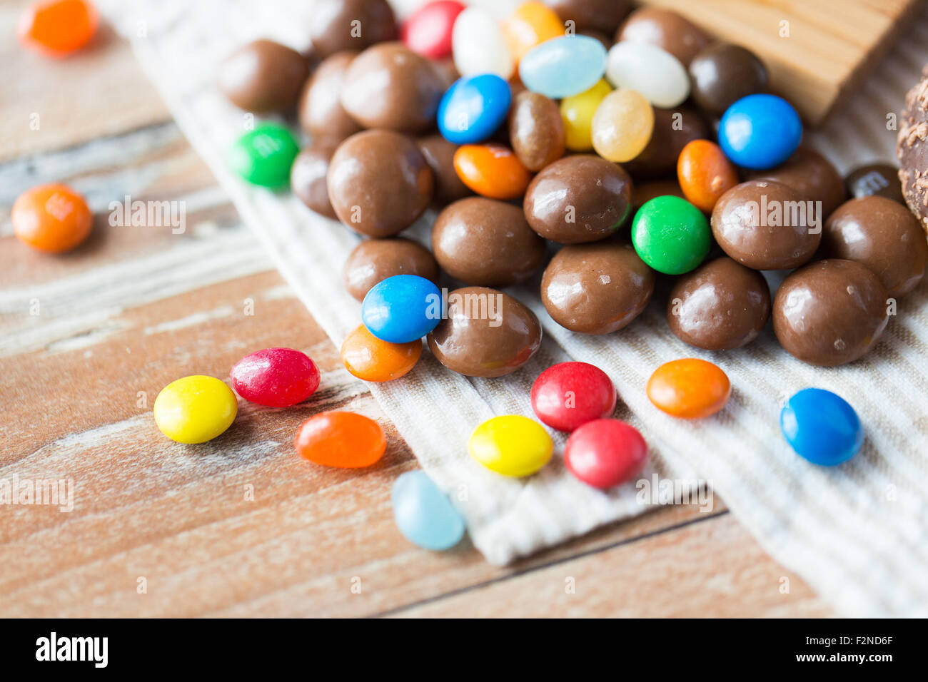 Close up di caramelle e cioccolatini Foto Stock