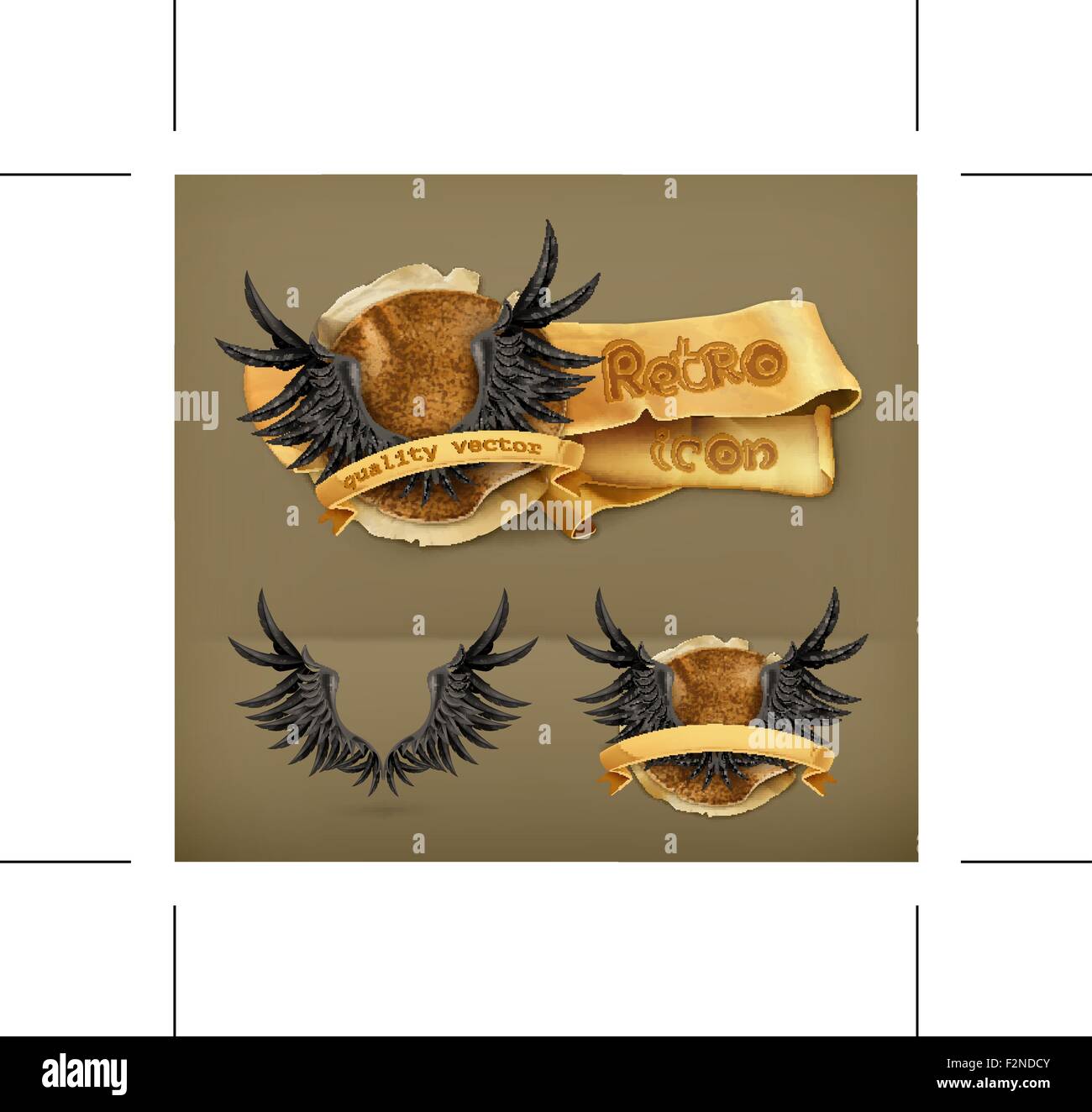 Ali Nere, icona del vettore Illustrazione Vettoriale