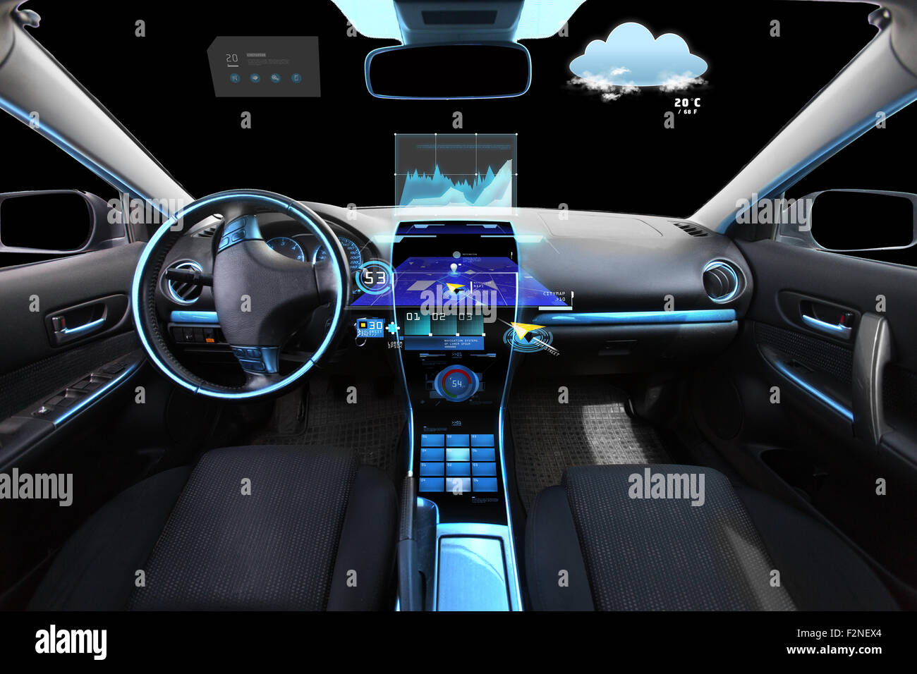 Auto Salon con sistema di navigazione e di sensori meteo Foto Stock